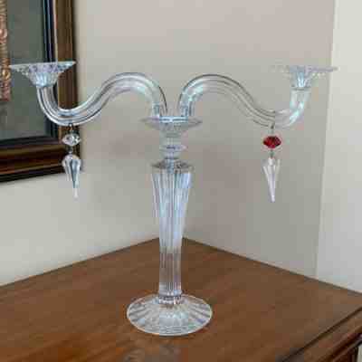 Baccarat MILLE NUITS Crystal 2 Light Candelabra MATHIAS Candle Holder In Box