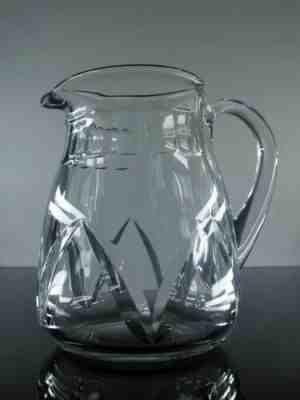 Old water jug pitcher wine cut crystal baccarat signed sculpted charters