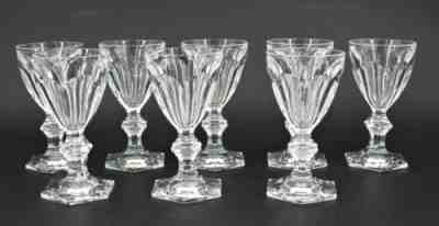Baccarat harcourt, 8 porto glasses alcohol  crystal, 11,4cm, intact, signed.