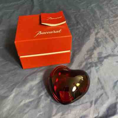 Baccarat Crystal Red Puffed Heart Paperweight 1761585