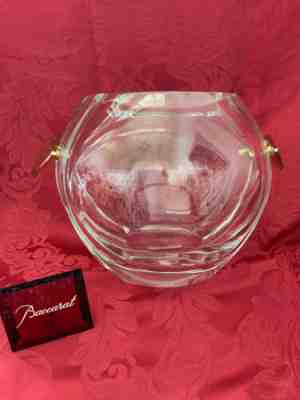 Near FLAWLESS BACCARAT France Crystal CHEVRON Gilt Handles ICE BUCKET BOWL VASE