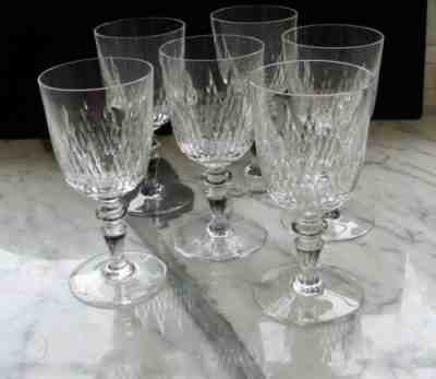 Vintage BACCARAT France CRYSTAL Glass NEMOURS For TIFFANY & CO set of 6 Wine