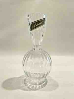 Vintage Baccarat Clear Crystal Fluted & Ribbed Ball Vase & Original Paper Label