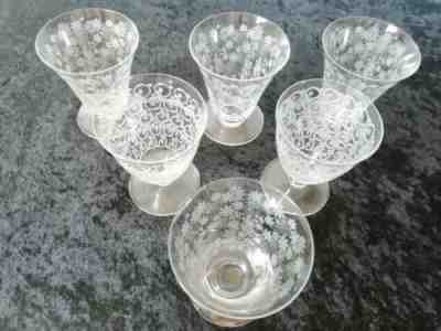 6 glasses engraved baccarat old, model Elisabeth, rohan, 1930