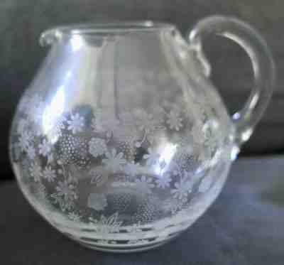 Water jug Elisabeth baccarat crystal pitcher with flowers etched acid