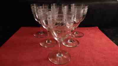Service 6 water glasses crystal baccarat gondola shape inclined greek engraving