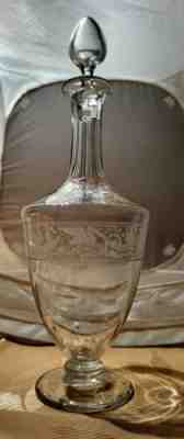 RARE Vtg Baccarat France Etched Swan Classic Pattern Glass Decanter - Marked"