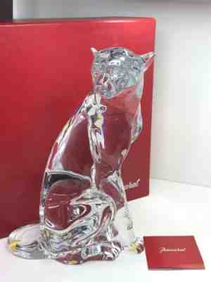 Baccarat Crystal "Cheetah On the Watch" France Large Cat Panther Lioness 11.25"