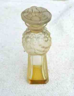 1920s Vintage Rare Baccarat Or R Lalique Floral Design Glass Perfume Bottle