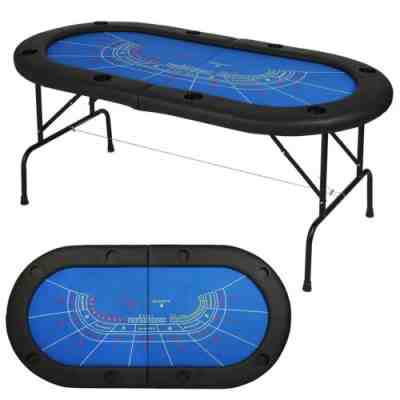 VILOBOS 71" Folding Baccarat Poker Table 8 Player Casino Texas Holdem Card Game
