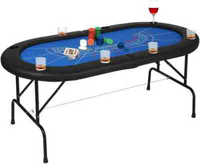 Foldable 8 Player Poker Table Casino Texas Holdem Blackjack Baccarat Play Desk