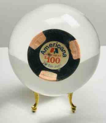 Americana Baccarat San Juan $100 Casino Chip Puerto Rico Lucite Paperweight Ball
