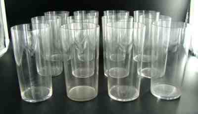 Signed Set of Twelve Art Deco French Baccarat Highball Crystal Glasses, ca 1930