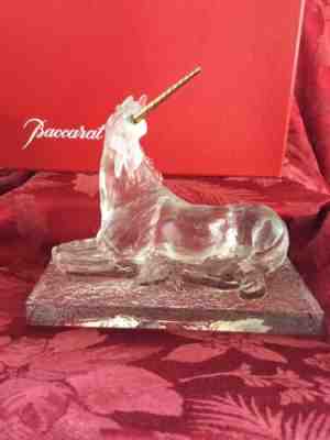 MIB FLAWLESS Stunning BACCARAT  TAUNI DE LESSEPS Crystal UNICORN GOLD HORN Figure