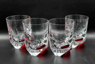 (4) Baccarat "PROJECTION" Red Old Fashioned Glasses, 4 3/8", EUC