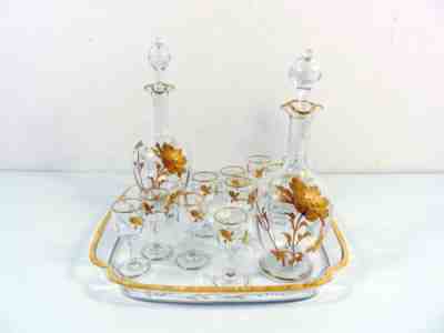 Rare French Art Nouveau Liqueur Service Baccarat Crystal Decanters 13 pcs.