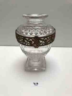 MAGNIFICENT BOUTIQUE VASE WITH DORE BRONZE ACCENT AND BEAUTIFUL CUTTING #318