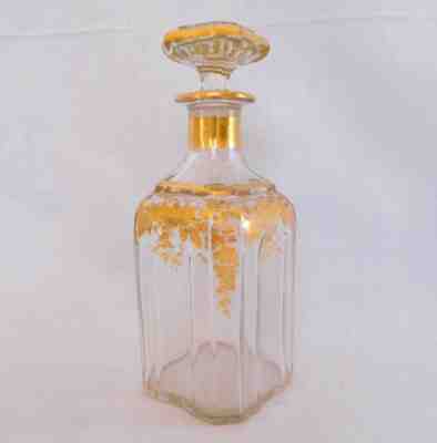Antique 20th RARE Baccarat Decanter Crystal Art Nouveau Enhanced With Fine Gold