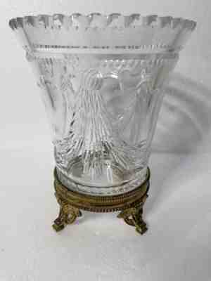 MAGNIFICENT CARVED BACCARAT VASE WITH DORE BRONZE BASE #443