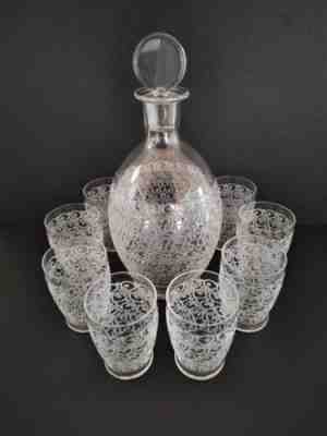Service liqueur cristal baccarat porto sake mod. gouvieux rohan decanter 8 glass...