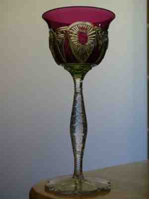 AMAZING VINTAGE ROEMER WINE CRYSTAL BACCARAT OR VSL 2 COLORS AMETHYSTE YELOW