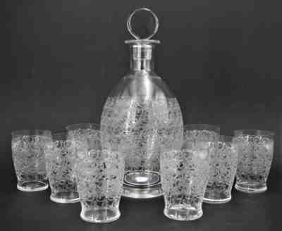 Baccarat Rohan Porto/Liquor Service, 8 Glasses & Carafe Excellent Condition, Sig...