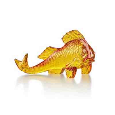 BACCARAT POISSON 11.75" X LARGE AMBER CARP KOI FISH NEW ORIGINAL BOX 2811938