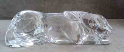 10" BACCARAT Crystal STALKING PANTHER Tiger Leopard Wild Cat PRISTINE Figurine