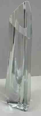 Baccarat France Crystal Clear Rose Bud Vase Triangular Cut 13" Tall