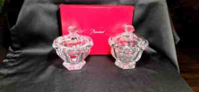 BACCARAT Crystal Hostess Pair: Sugar Bowl + Jam Condiment Jar + lids