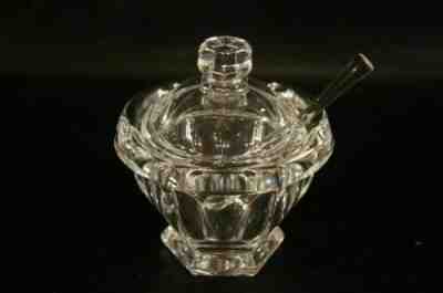 Baccarat Crystal Harcourt Missouri Condiment/Jam Jar w/ crystal spoon