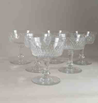 6 CHAMPAGNE CUPS CRYSTAL BACCARAT CHAMPIGNY RICHELIEU