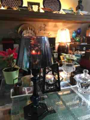 BACCARAT BLACK CRYSTAL HARCOURT OUR FIRE CANDLESTICK BRAND NIB