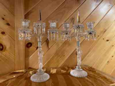 Baccarat Enfant Crystal Candelabras 24â? With Acid Etched Makers Marks. (Pair)