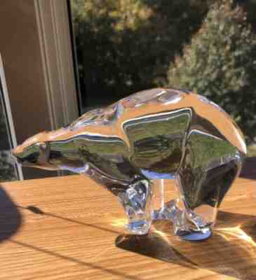 Baccarat Crystal Polar Bear Figurine large 6 3/4 L x 4H