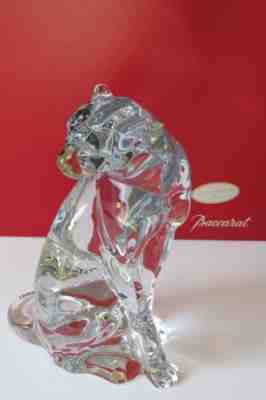 Baccarat Crystal Cheetah On the Watch France Large Cat Panther Lioness 11-1/4"