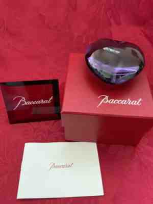 NIB FLAWLESS Stunning BACCARAT France Glass Purple Crystal PUFFED HEART Figurine