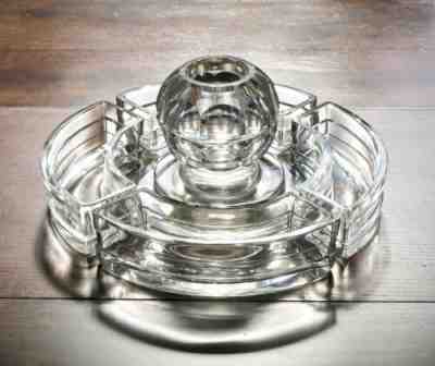 BACCARAT ART DECO VINTAGE CRYSTAL CENTERPIECE VASE SERVING DISH ADNET SET SIGNED
