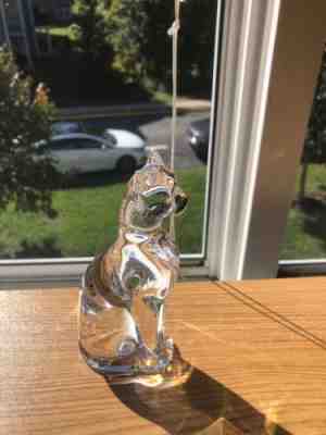 Baccarat Vintage Cat Crystal Glass Figurine Signed 6 1/4''