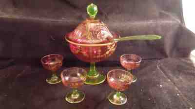 Baccarat Crystal Cherry Service, Uraline & Gilding