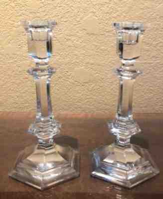 Pair of BACCARAT Harcourt Versailles Cut Crystal Candlesticks in EXC. Condition