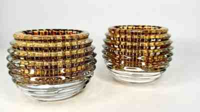 Baccarat Crystal Gold Eye Votive Candleholders set of 2