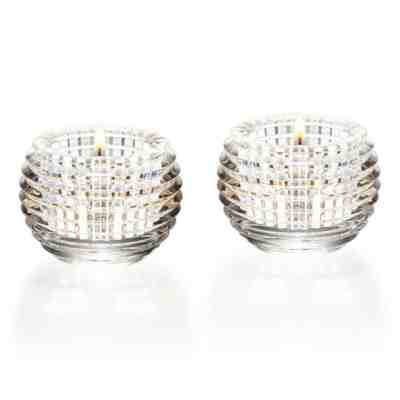 BACCARAT CRYSTAL EYE VOTIVE PAIR CLEAR