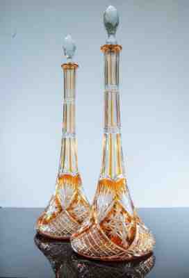 ART DECO 1 CARAFE CRYSTAL ORANGE COLOR MODEL TSAR COLLECTION 1916 BACCARAT 47C