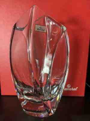 Baccarat R. Rigot Giverny Clear Super Heavy Large Crystal Vase W/ Original Box