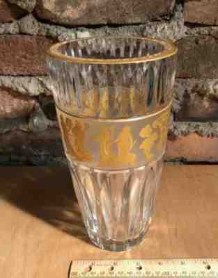 Val St Lambert Crystal Vase, Jupiter Danse de Flore feat. Heavy Gold Signed FAB!