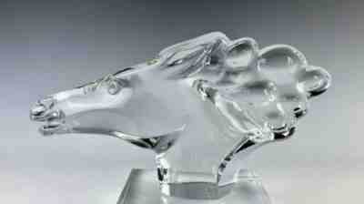 Large Signed Baccarat France Crystal / Glass Horse Head sculpture Robert Rigot