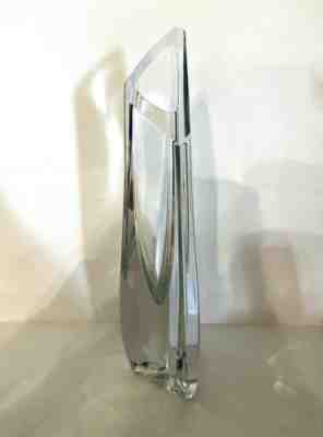 BACCARAT CRYSTAL Large 13" Tall Signed Trianglular Rose Vase Made In France