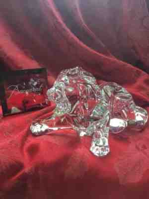 FLAWLESS Stunning BACCARAT Art Glass Crystal Roaring LION TIGER PANTHER Figurine