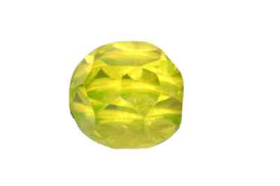 TS Large Vintage Cut Glass and Faceted Vaseline Val St Lambert Paper Weight!
